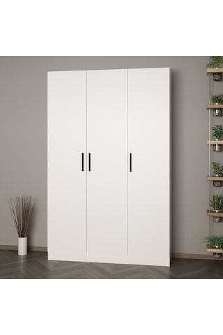 Minar Kale 210 Cm 3 Kapaklı 1b Raf Portmanto Beyaz