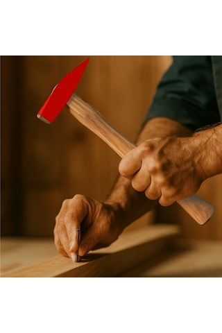 300gr Çelik Başlı Ergonomik Ahşap Saplı Çift Taraflı Çekiç