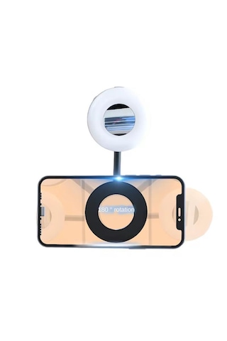Magsafe Mini Selfie Lambası Aynalı Led Telefon Işığı Manyetik Şarjlı Vlog Tiktok Youtube Makyaj Çekim Işığı Siyah