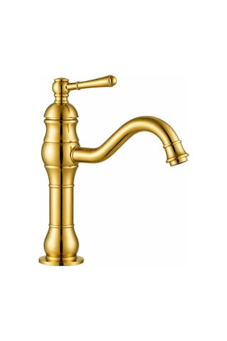 Çanak Rustik Lavabo Bataryası Gold Uzun Gold Altın Sarı