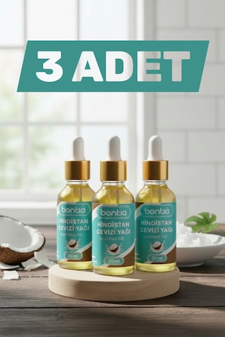 Hindistan Cevizi Yağı 3x20 Ml Cilt, Saç, Ağız Ve Beslenme Desteği Oil Pulling 60 ML