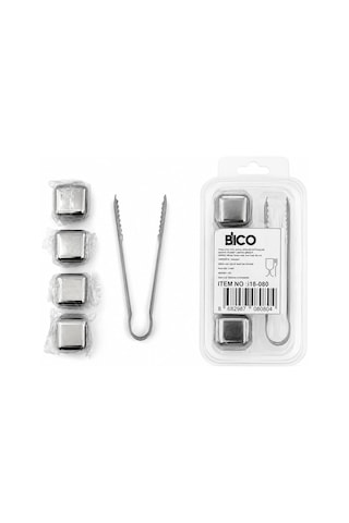 5pcs 4 Küp - Maşa Küp Şekli Metal Buzluk Bx40 Ahşap