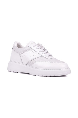 Shoetyle - Hakiki Deri Beyaz Renk Günlük Erkek Sneaker - 115-k643 -1621