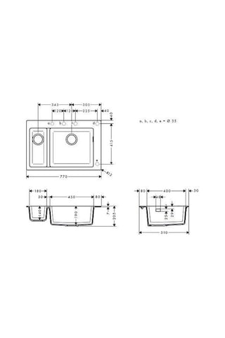 Hansgrohe S510-F635 Ankastre Granit Eviye 180 / 450 Beton Grisi