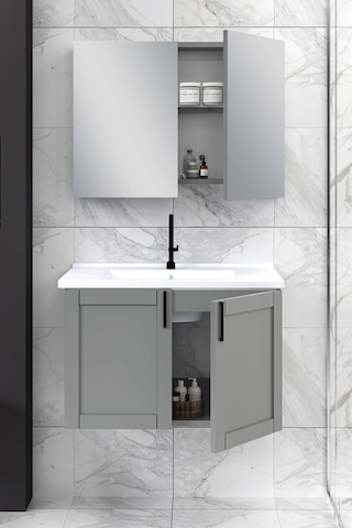 %100 Mdf 80 Cm Riva Banyo Dolabı Beyaz