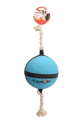 Camon İp Saplı Hentbol Topu Şeklinde Eğlenceli Köpek Oyuncağı 17 Cm