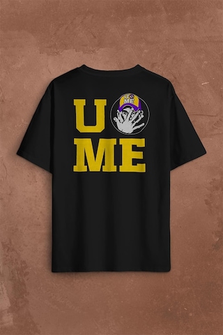 John Cena You Me Never Give Up Cenation Asla Pes Etme Sırt Ön Baskılı Oversize Tişört Unisex T-shirt 001
