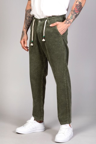 Little Cup Jeans Co Erkek Haki Baggy Fit Rahat Kalıp Kadife Pantolon
