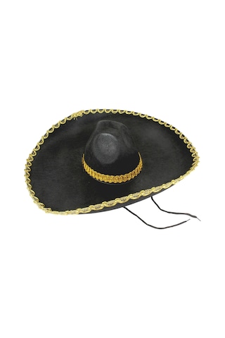 Sombrero Meksika Şapkası Mariachi Altın Şeritli Yetişkin Boy Diğer