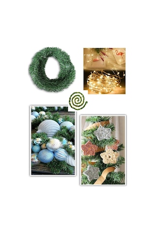 Yılbaşı Dekoratif Peri Garland Çam Ağacı Dalı Sarmal Tel Işıklı Led Yeni Yıl Süsü 5 M