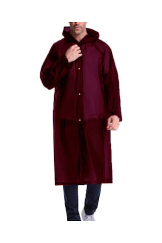 Marlux Kadın Erkek Yağmurluk Kapüşonlu Çıtçıtlı Eva Bordo Yağmurluk M21M Bordo