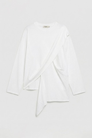 it's basic Kadın Beyaz W5 Oversize Çift Parça Tasarım Gömlek Sweatshirt