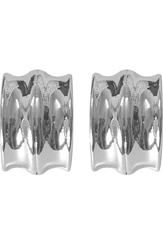 Caş Dekorasyon Gümüş Renkli Çelik Küpe/ Çift Gümüş