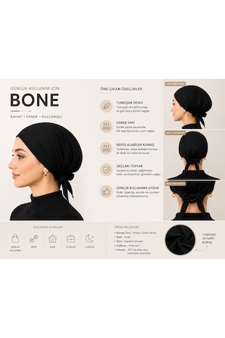 Siyah Kadın Bone Esnek Ve Rahat Saç Bonesi, Günlük Kullanım Için Bone