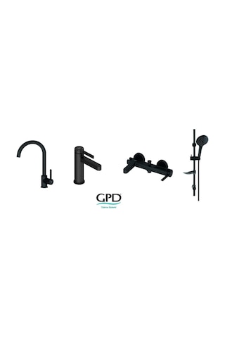 Gpd Mlb165-S Mbb165 Gildo Armatür + Musluk Batarya Banyo Seti Siyah