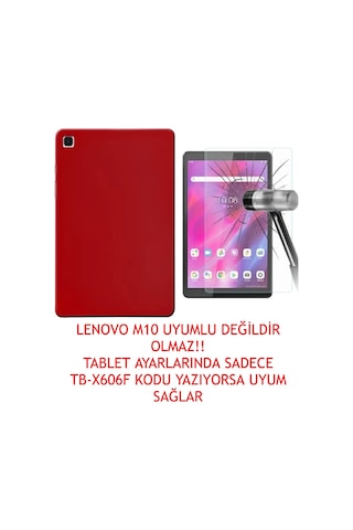 Trendsshop Tab M10 Fhd Plus 10.3 Tb-x606 X606f Silikon Kılıf + Ekran Koruyucu Kırmızı