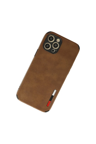 Newface - 77 - Apple iPhone Uyumlu 12 Pro Max Kılıf Loop Deri Silikon - Csmo-tex - - Kahverengi