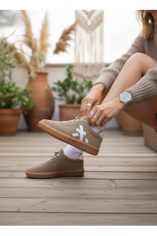 Marina Rosse Kadın Sanda Günlük Ortopedik Rahat Taban Sneaker Sütlü Kahve