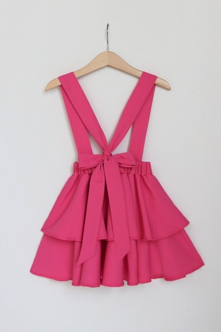 Kız Çocuk Helen Pembe Askılı Kat Kat Bağlama Jile Elbise