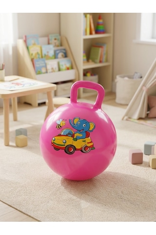 Nk Spor 55 Cm Pembe Zıp Zıp Pilates Topu - Tutma Saplı Zıplama Topu - Çocuk Ve Yetişkin Için Kondisyon Topu-kulplu Egzersiz Ve Oyun Topu Anti-burst