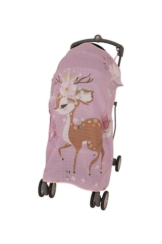 Sevi Bebe Pano Baskılı Müslin Bebek Arabası Örtüsü ART-315 Ceylan Pembe