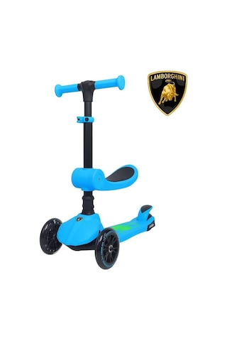 Lamborghini L5 2in1 Mavi Oturaklı Işıklı 3 Tekerlekli Çocuk Scooter