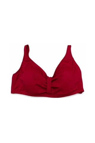Büyük Beden Luplu Toparlayıcı Sabit Pedli Ayarlanabilir Askılı Kadın Bikini Üstü Kırmızı