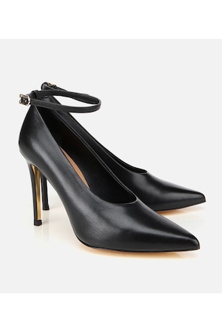 Hotiç Kadın Deri Siyah Bilekten Bağlamalı Gold Detaylı Yüksek Topuklu Stiletto 01ayh316600a100 01ayh316600a100 Siyah