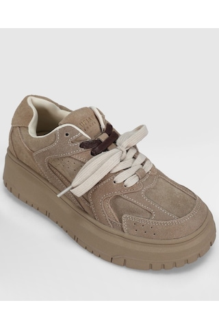 Lufian 122230039 Kay Deri Kadın Sneaker Ayakkabı Bej