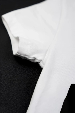 Kız Bebek Beyaz Siyah Kedi Detaylı Yazlık Tişört Beyaz