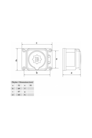 Bemis 1x25A Kauçuk Tekli Duvar Prizi 220 Volt IP54 BK1-1402-3511