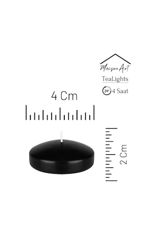 Float Siyah 24 Adet Yüzen Mum 4 Saat Yanan Tea Light Mum Kokusuz Terapi Mumu