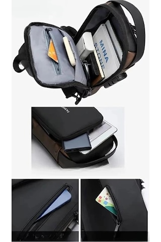 Powerbank Destekli Erkek Ön Göğüs Çantası Çok Renkli