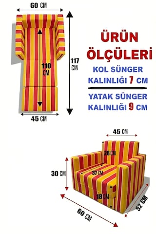 Çocuk Koltuğu Komple Sünger Katlanabilir Yataklı Minder Yatak 0-4 Yaş Sarı Kırmızı Taraftar Desen Standart