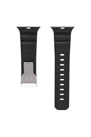 Apple Uyumlu Watch 7 45mm Zore Krd-145 Metal Tokalı Silikon Kordon