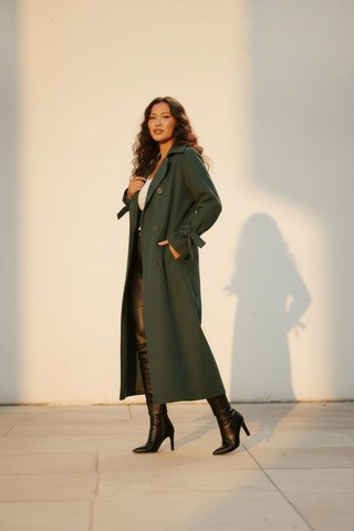 Durivya Oversize Kaşe Kaban Yeşil