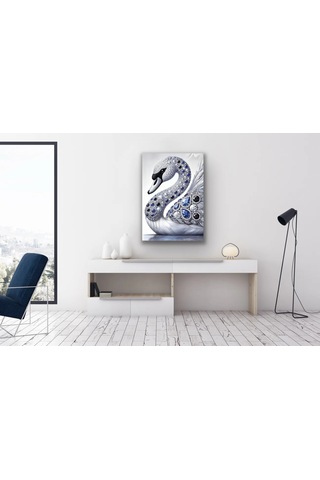 Elmaslı Kuğu Kanvas Tablo 70x100cm Çok Renkli