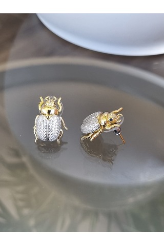 Zirkon Taşlı Begüm Khan Küpe Altın