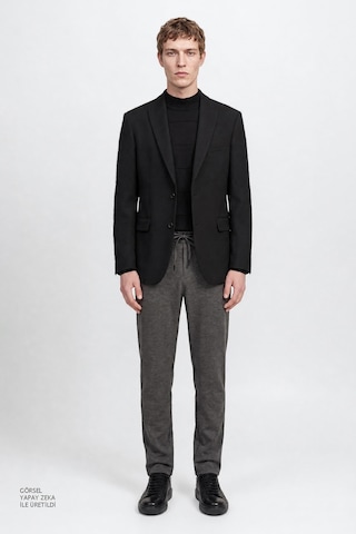 Altınyıldız Classıcs Erkek Sıyah Regular Fit Normal Kesim Kırlangıç Yaka Gofre Desenli Kapak Cepli Blazer Ceket Siyah