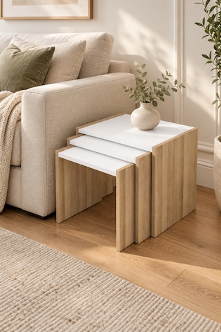 Vega 3'lü Zigon Sehpa 50 X 43 X 36 Cm - Cordoba Cordoba - Beyaz