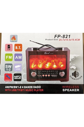 Fepe Fmfp-821 Şömineli - Bluetooth - Usb - Şarjlı Nostaljik Radyo