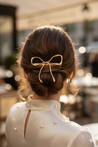 Kurdele Şeklinde Metal Toka, Metal Klipsli Fiyonk Toka Altın