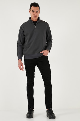 Buratti Pamuklu Regular Fit Yarım Fermuarlı Dik Yaka Erkek Sweat 5905470 Antrasit