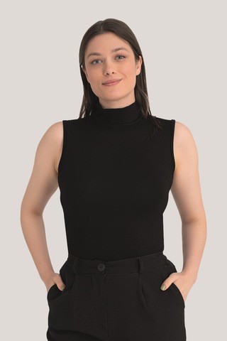 Arma Yıldız Kadın Beyaz Siyah 2'li Kolsuz Body Balıkçı Yaka Beyaz - Siyah