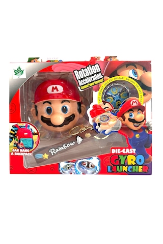 Süper Mario Beyblade Topaç Fırlatan Anahtarlık Oyuncak Maryo 10 Cm Mario