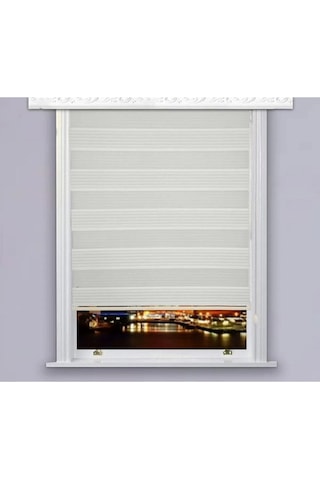 Plisei Zebra Perde Ekru Alüminyum Kasa Ekru