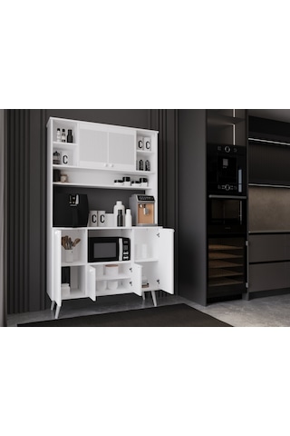 Melura Kahve Köşesi 120 Cm %100 Mdf Çok Amaçlı Dolap Beyaz