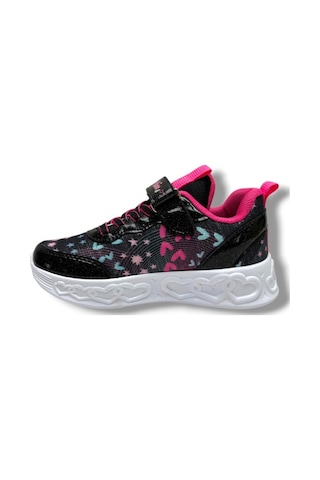 Ndrops 032-26 Anorak Rugan Yıldızlı Anatomik Kız Çocuk Sneaker Siyah Fuşya 31-35 Siyah
