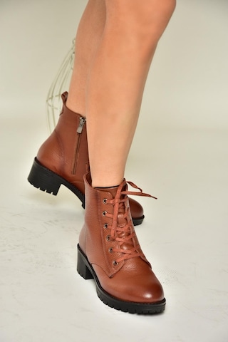 Fox Shoes R555054103 Taba Hakiki Deri Alçak Topuklu Kadın Bot Taba-hakiki Deri Taba