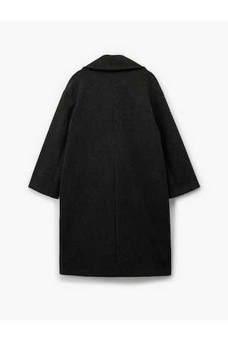 Koton Uzun Kollu Kruvaze Düğmeli Ekstra Uzun Kaşe Kaban Antrasit 6wak00162ew Antrasit